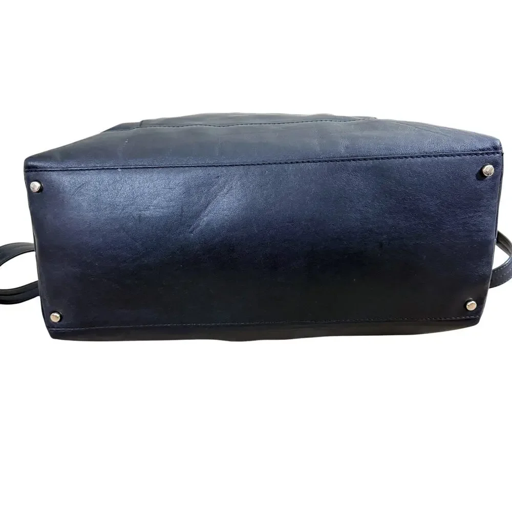 Kate Spade Black	Leather XL Satchel EUC Flap Closure Removable Crossbody Strap - Picture 4 of 7